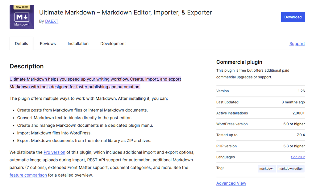 在 WordPress 里用 Markdown 写作:我为什么推荐 Ultimate Markdown 这款插件-缘梦の镇